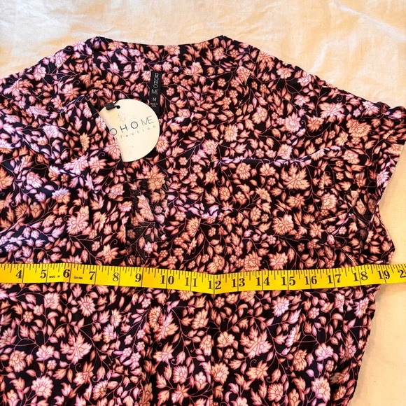 NWT Boho Me Collection Floral Wrap Blouse Top,Medium,Pink/Black, Spring Summer - Picture 9 of 10